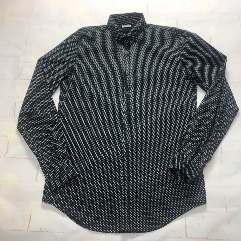 Kenneth Cole: Men's Black Patterned Shirt long sleeve medium Slim fit